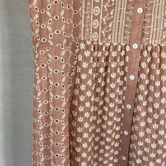 Zara Dress Women's Small Midi Embroidered Balloon Sleeve Malina Button Up - Picture 5 of 11